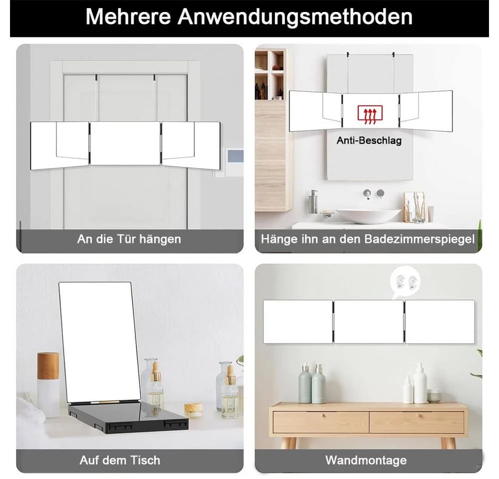TUWENA Schminkspiegel 360° LED Beleuchtung Schwarz - Bild 4