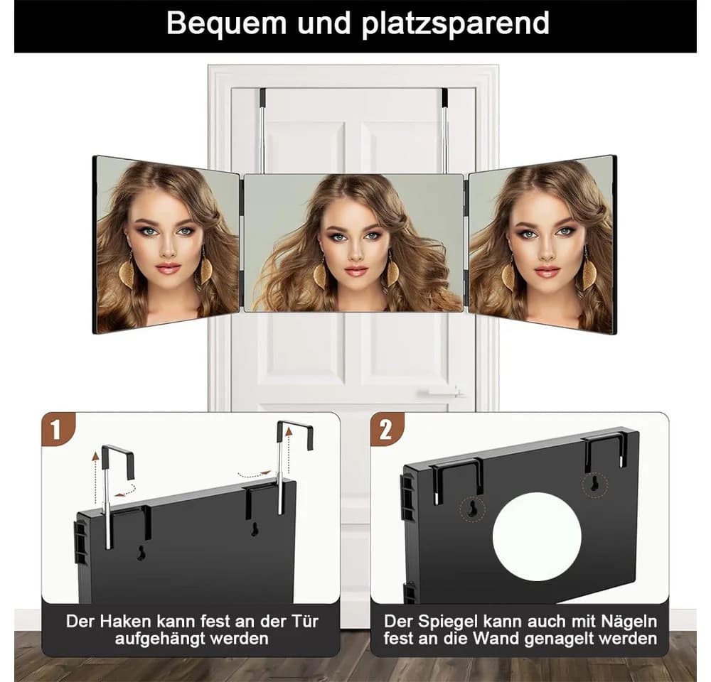 TUWENA Schminkspiegel 360° LED Beleuchtung Schwarz - Bild 5