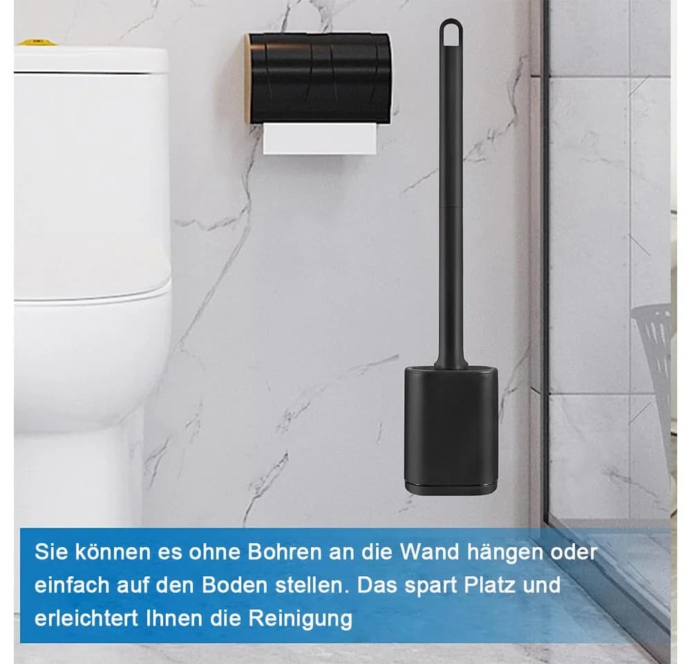 TUWENA Silikon-Toilettenbürste mit Halter Schwarz/Weiß - Bild 3
