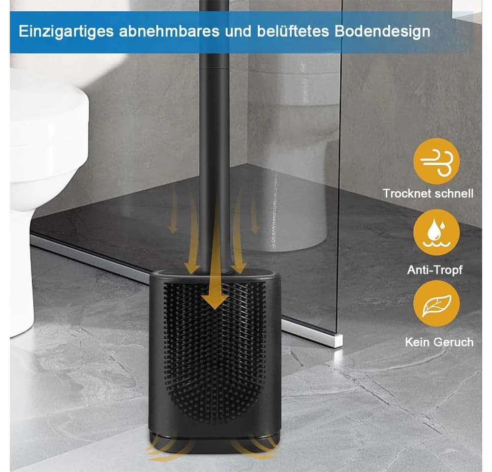 TUWENA Silikon-Toilettenbürste mit Halter Schwarz/Weiß - Bild 5