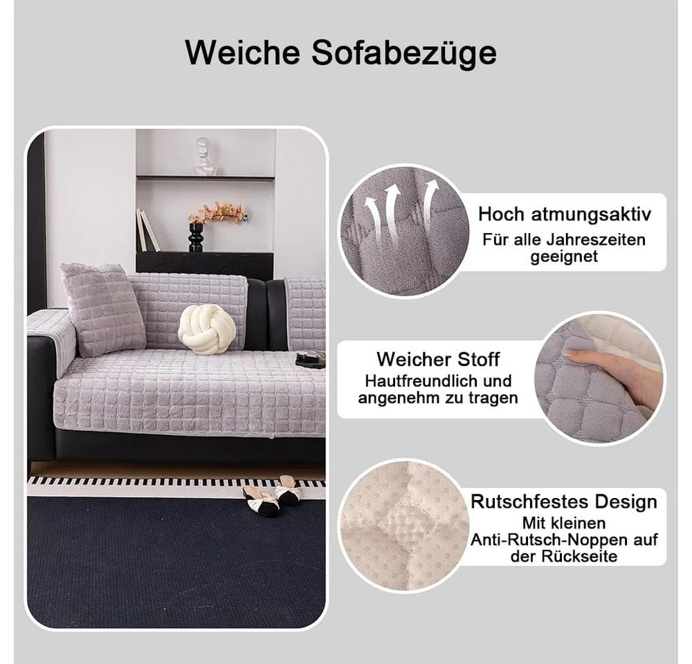 TUWENA Sofabezug Plüsch, waschbar, rutschfest - Bild 3