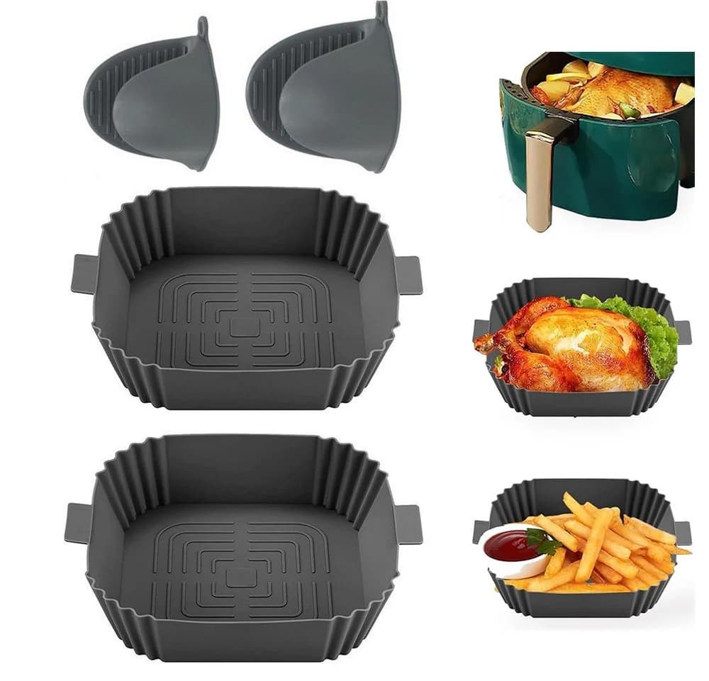 TUWENA Silikonform 2 Stück Grau für Heißluftfritteuse - Bild 2