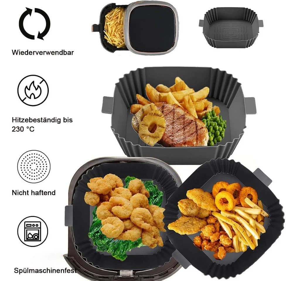 TUWENA Silikonform 2 Stück Grau für Heißluftfritteuse - Bild 3