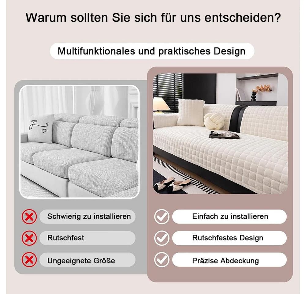 TUWENA Plüsch Sofabezug Waschbar Rutschfest - Bild 3