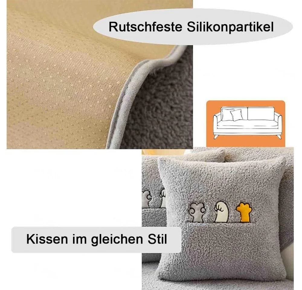 TUWENA Sofabezug Katzenpfotenabdruck Plüsch - Bild 5