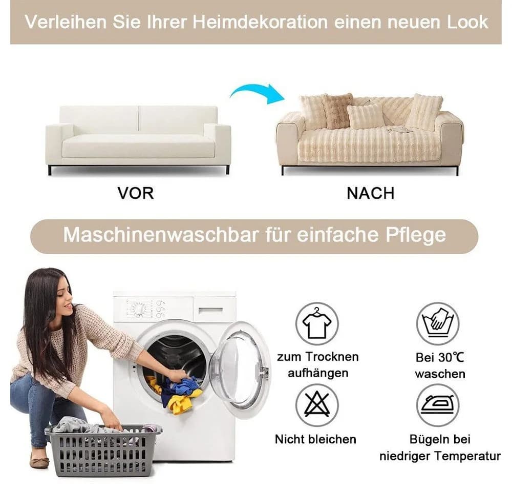 TUWENA Sofabezug Weicher Plüsch Bezug Rutschfest - Bild 5