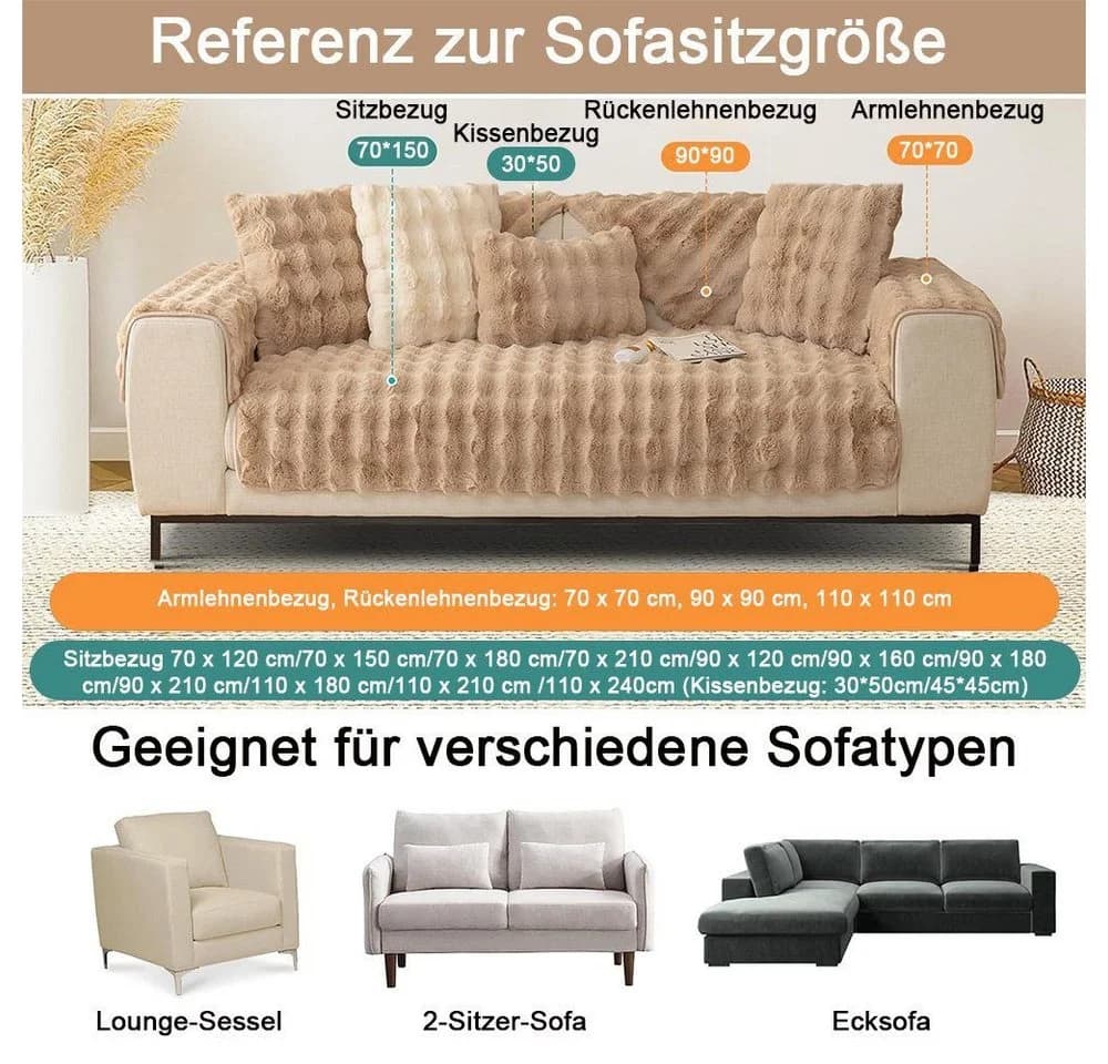 TUWENA Sofabezug Weicher und gemütlicher Plüsch-Sofabezug - Bild 4