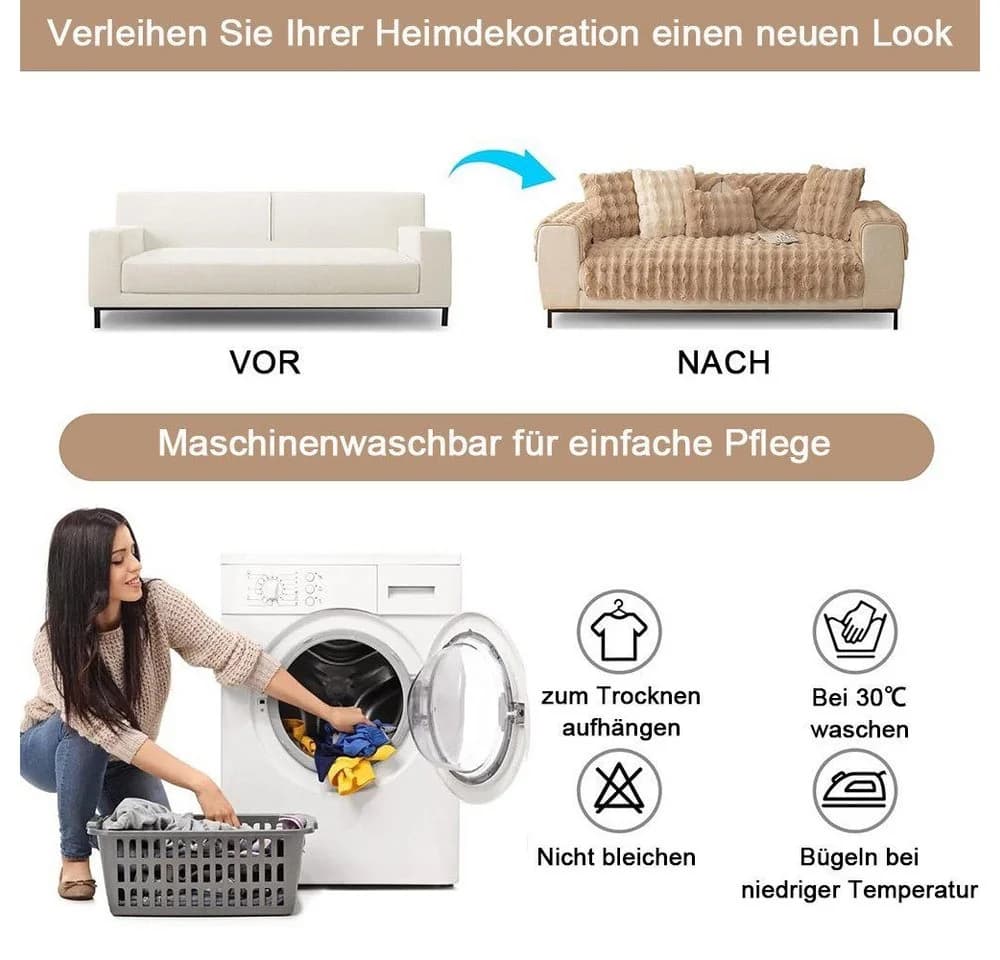 TUWENA Sofabezug Weicher und gemütlicher Plüsch-Sofabezug - Bild 5