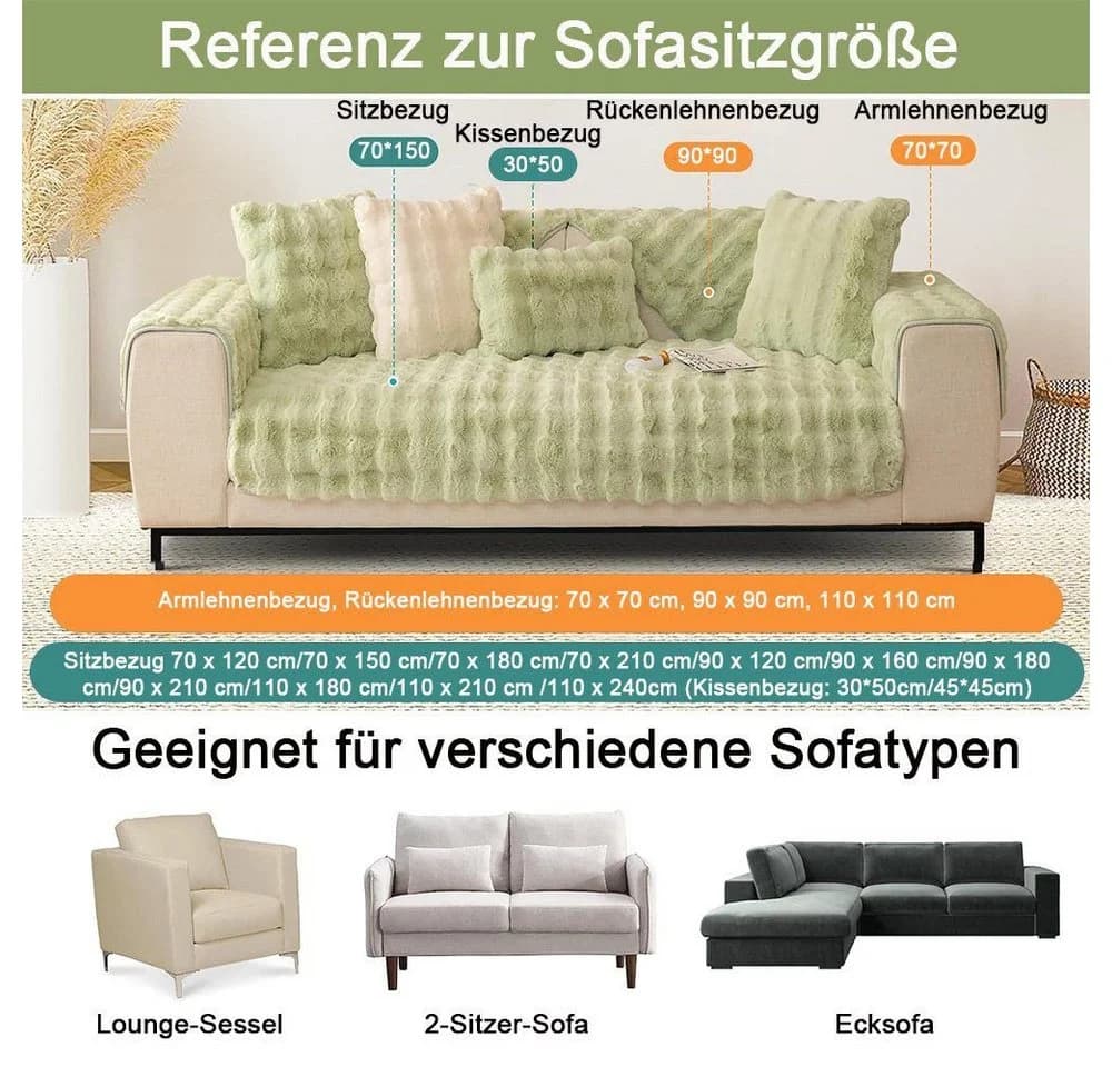TUWENA Sofabezug Weicher Plüsch-Sofabezug rutschfest - Bild 3