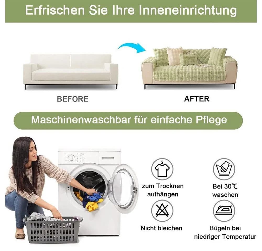 TUWENA Sofabezug Weicher Plüsch-Sofabezug rutschfest - Bild 4