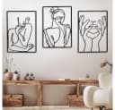 TUWENA Wanddekoobjekt 3 Stück Wanddeko Metall Modern Schwarz 45x30cm Bild 2