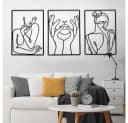 TUWENA Wanddekoobjekt 3 Stück Wanddeko Metall Modern Schwarz 45x30cm Bild 5