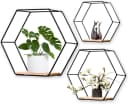 TUWENA Wandregal 3er-Set Schwarz/Gold Metall & Holz Bild 2