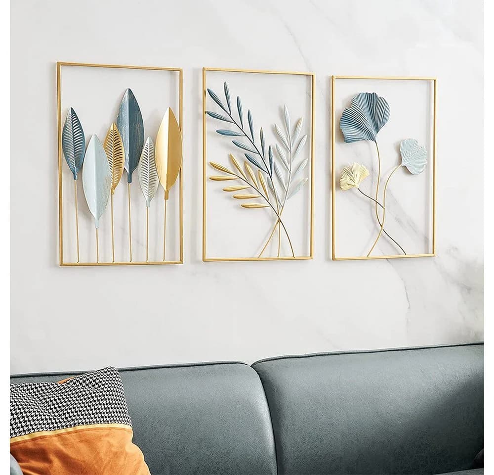 TUWENA Wanddekoobjekt 3er Set Gold Metall Wandornament - Bild 4