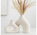 TUWENA Dekovase 2 Stück Keramik Vase Weiß Boho-Stil Bild 2