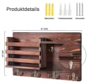 TUWENA Schlüsselbrett Briefhalter Wand Schlüsselhaken Kiefernholz Metall Bild 5
