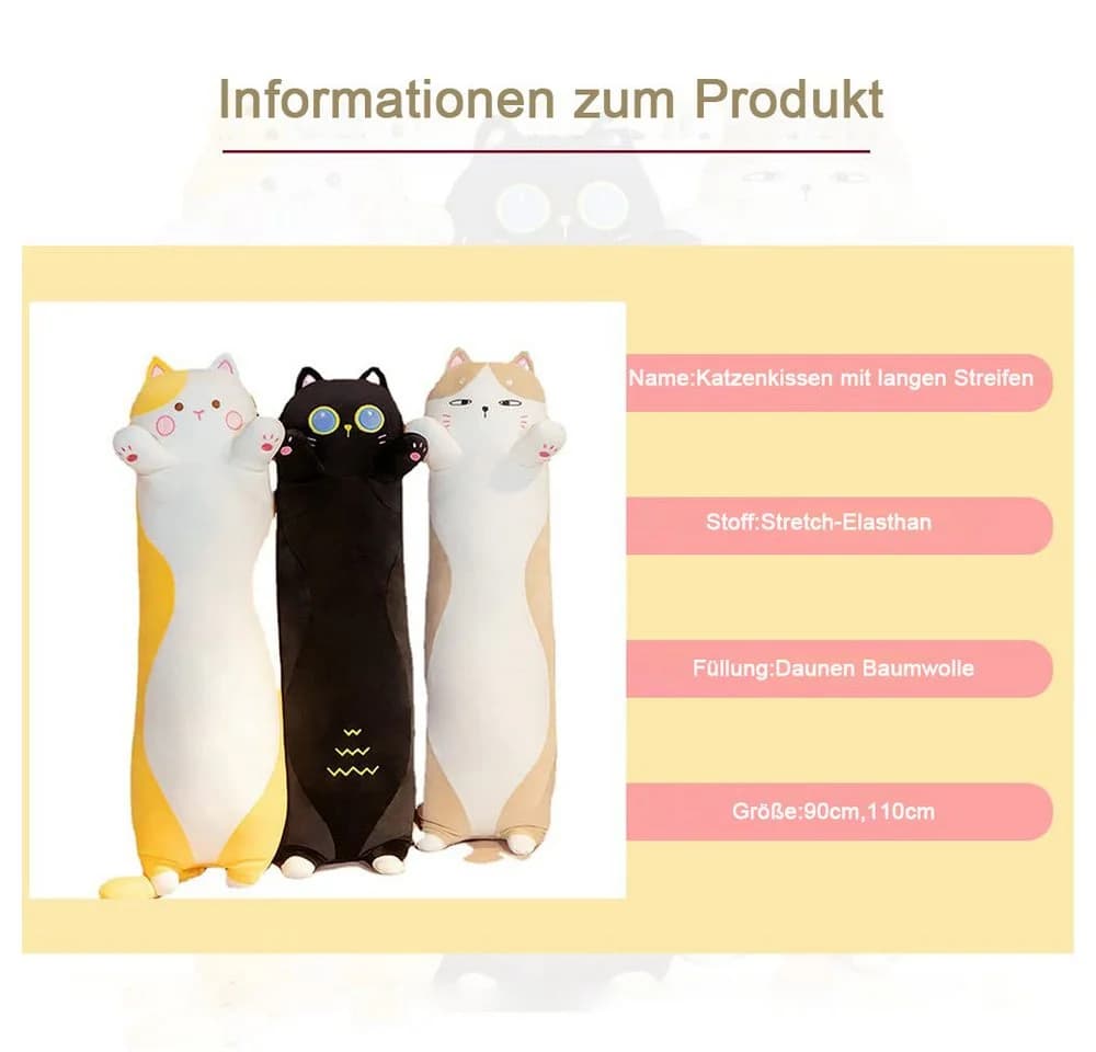 TUWENA Kuscheltier Lange Katze Kissen Plüsch - Bild 3