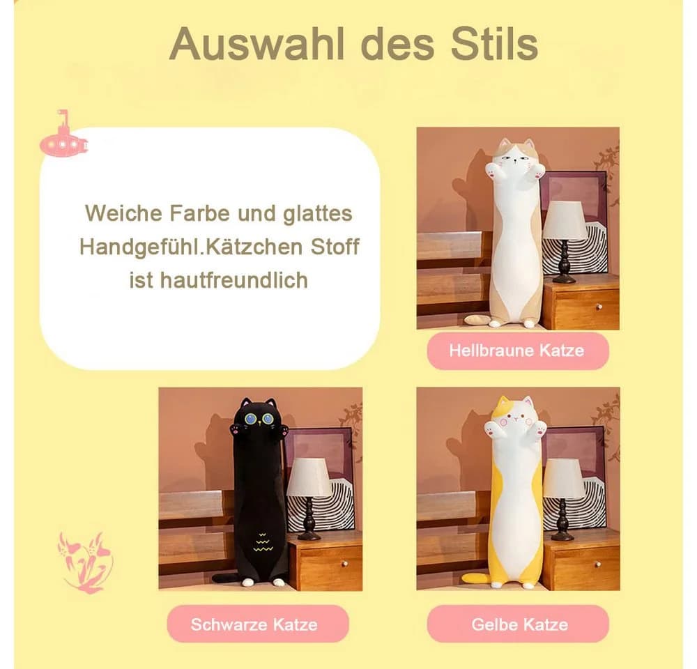 TUWENA Kuscheltier Lange Katze Kissen Plüsch - Bild 5