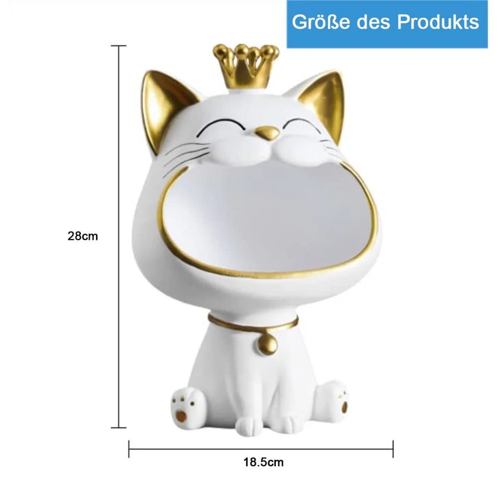 TUWENA Dekoschale Katze Skulptur Aufbewahrungsbox Weiß - Bild 3