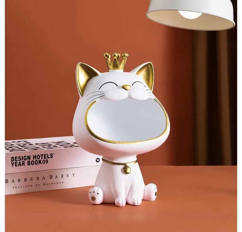 TUWENA Dekoschale Katze Skulptur Aufbewahrungsbox Weiß - Bild 5