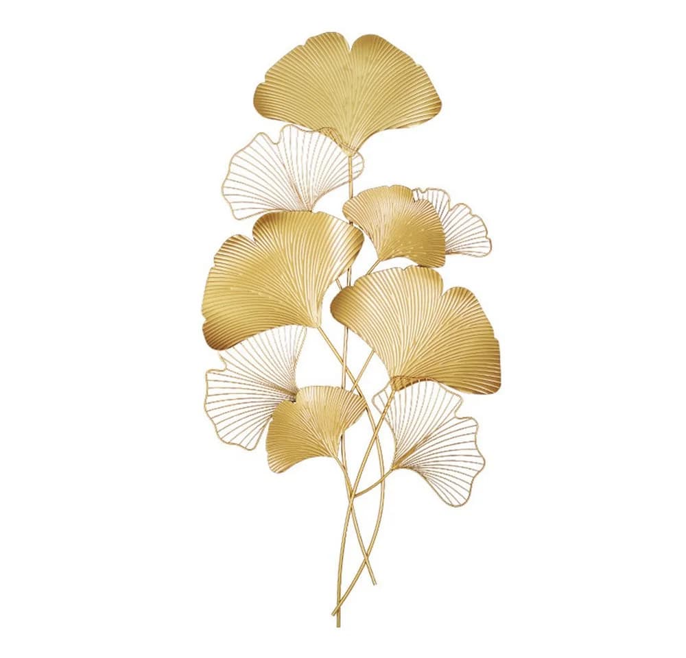 TUWENA Wanddeko Metall Ginkgo 3D-Ginkgoblatt-Wandskulptur Gold - Bild 2