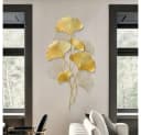 TUWENA Wanddeko Metall Ginkgo 3D-Ginkgoblatt-Wandskulptur Gold Bild 3