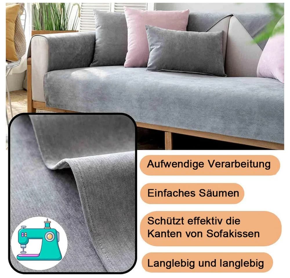 TUWENA Sofabezug Grau für 1-4 Sitzer - Rutschfest & Pflegeleicht - Bild 4