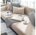 TUWENA Sofabezug Beige Chenille Optik Rutschfest Bild 2