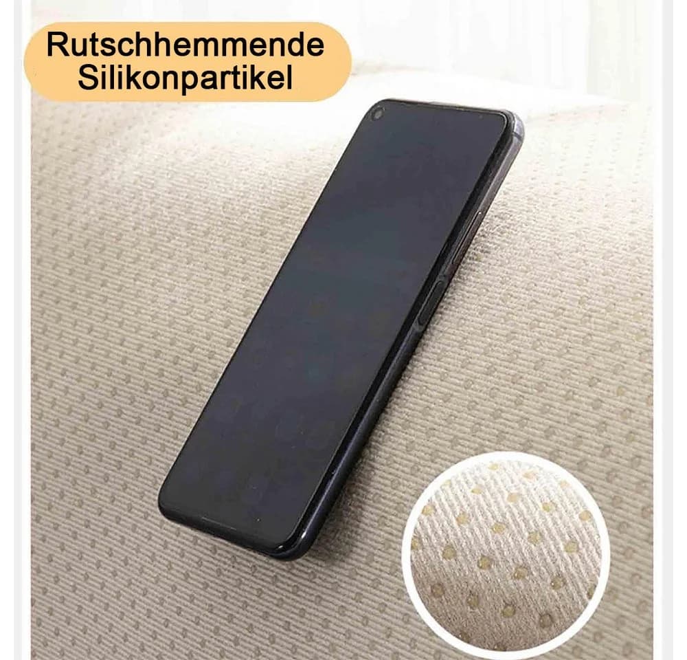 TUWENA Sofabezug Beige Chenille Optik Rutschfest - Bild 4