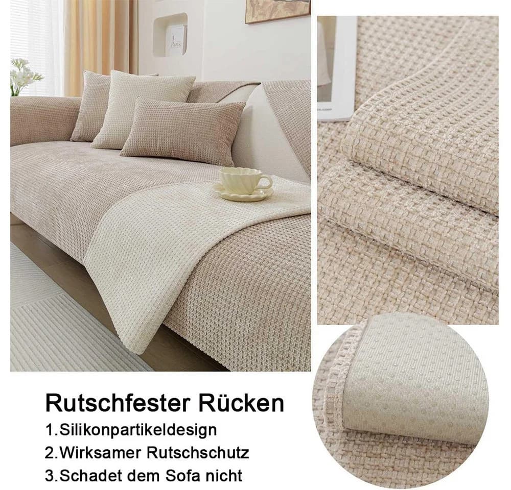 TUWENA Universal Sofabezug Chenille Grün/Blau L-förmig - Bild 3