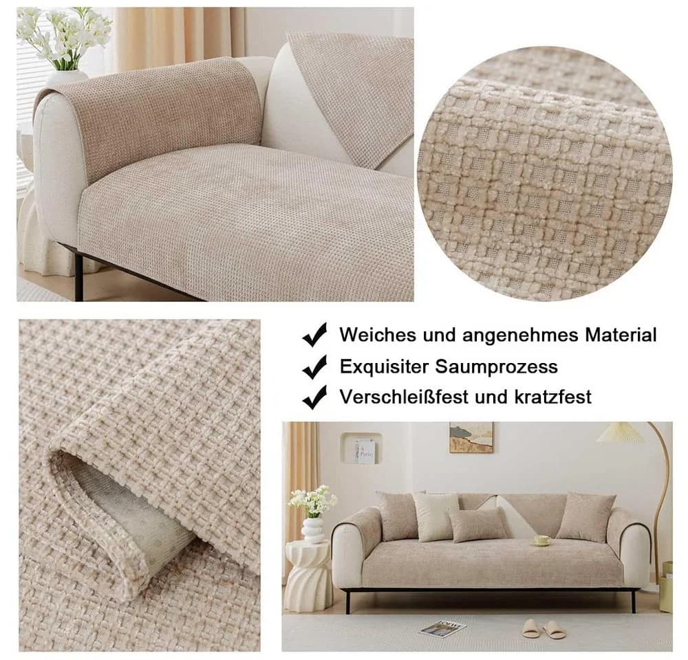 TUWENA Universal Sofabezug Chenille Grün/Blau L-förmig - Bild 4