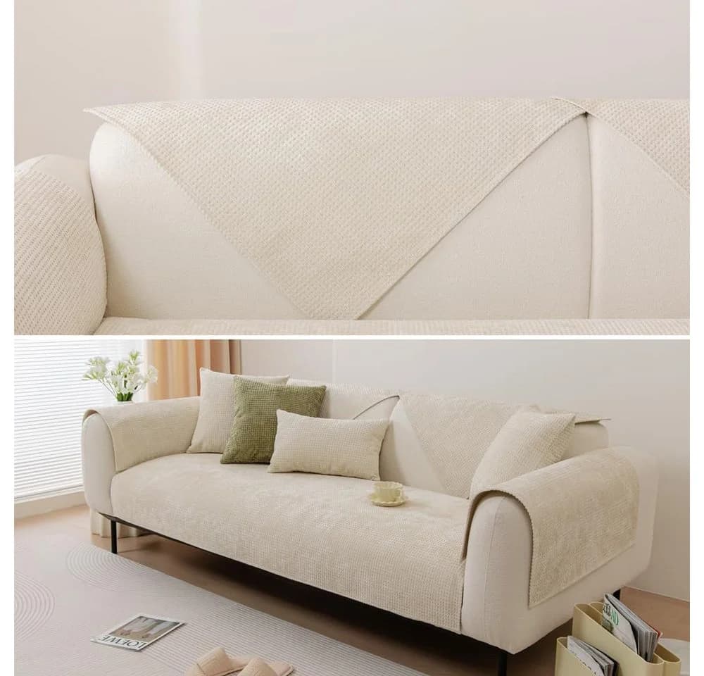 TUWENA Universal Sofabezug Chenille Grün Blau Beige