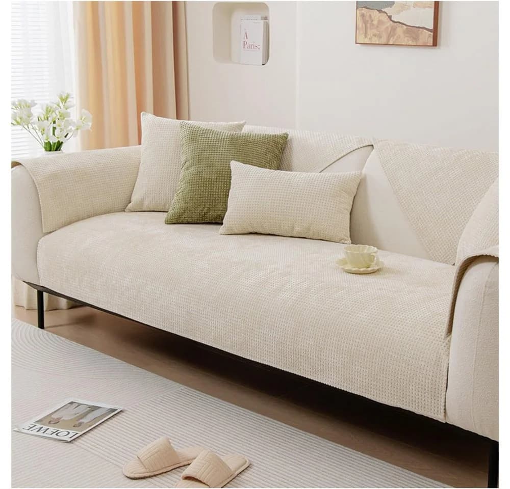 TUWENA Universal Sofabezug Chenille Grün Blau Beige - Bild 2