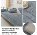 TUWENA Universal Sofabezug Chenille Blau L-förmig Bild 3