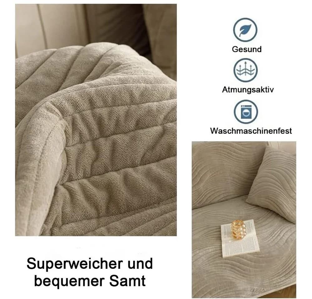 TUWENA Sofabezug für L/U-Form & Ecksofas Samt - Bild 4