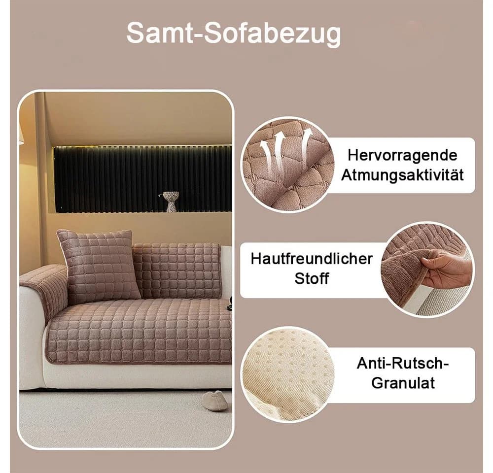 TUWENA Plüsch Sofabezug waschbar rutschfest