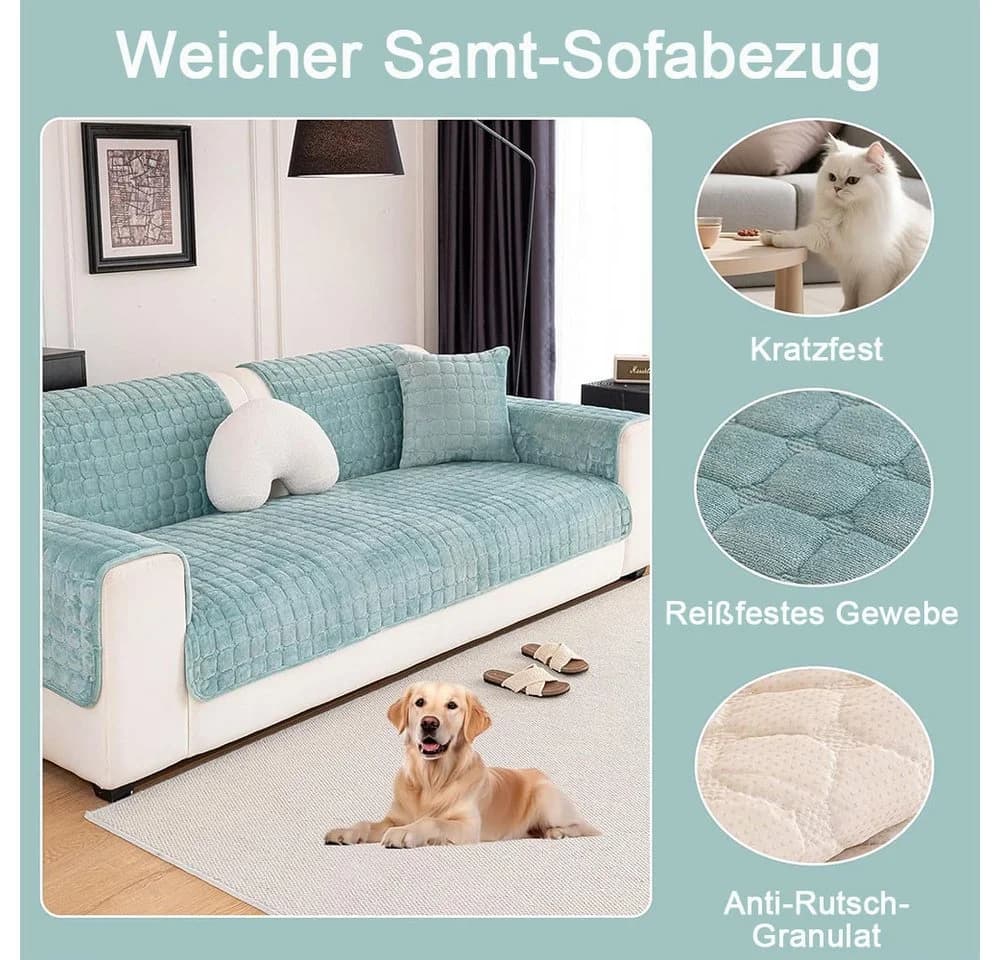 TUWENA Sofabezug Plüsch Waschbar Rutschfest - Bild 3
