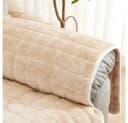 TUWENA Sofaschoner Beige Plüsch mit Armlehnenbezug & Taschen Bild 4
