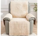 TUWENA Sofaschoner Beige Plüsch mit Armlehnenbezug & Taschen Bild 5