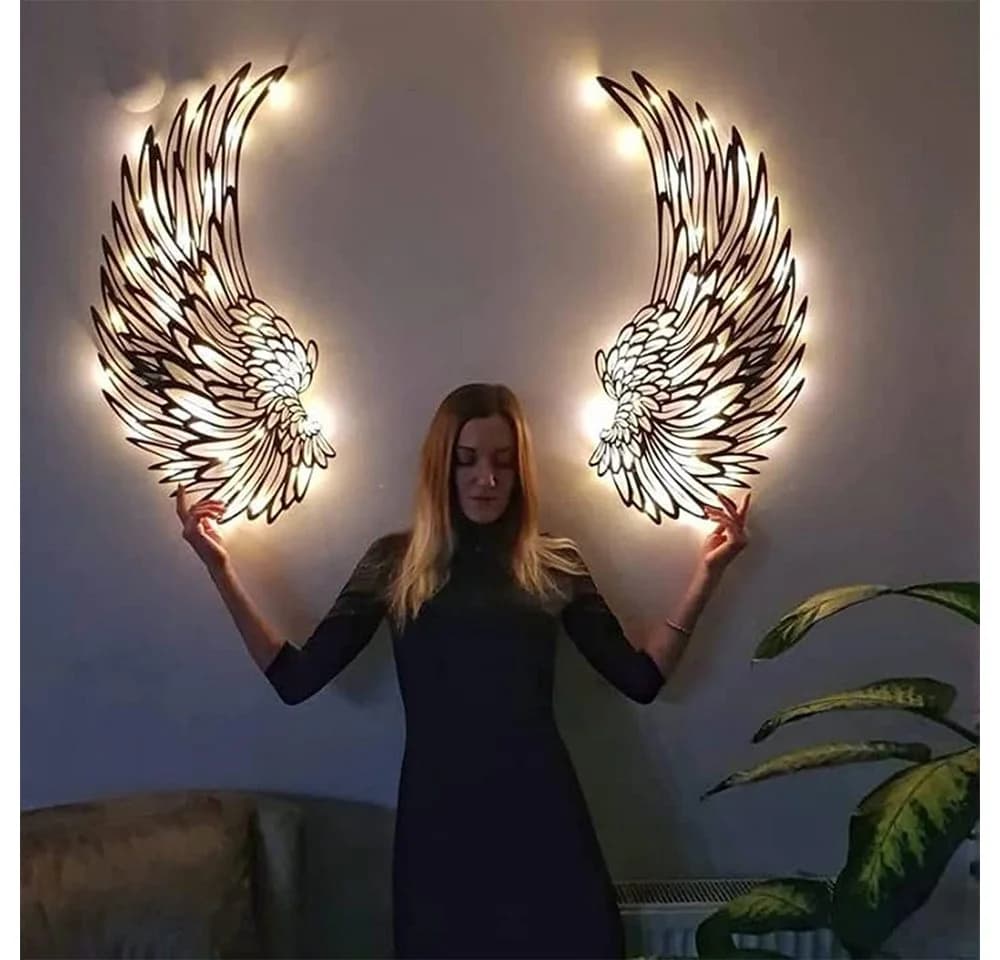 AFKSMILE LED Engelsflügel Wanddeko Metall Wandskulptur - Bild 2