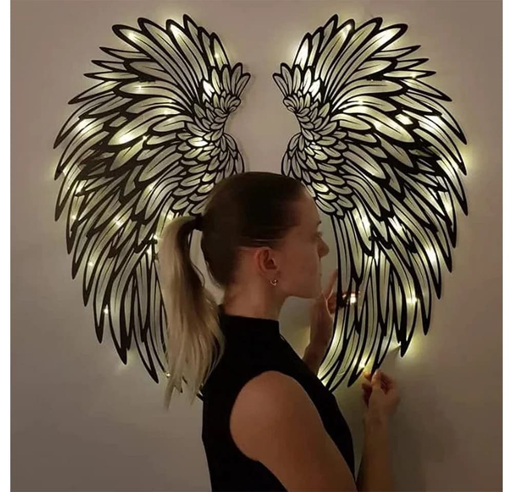 AFKSMILE LED Engelsflügel Wanddeko Metall Wandskulptur - Bild 4