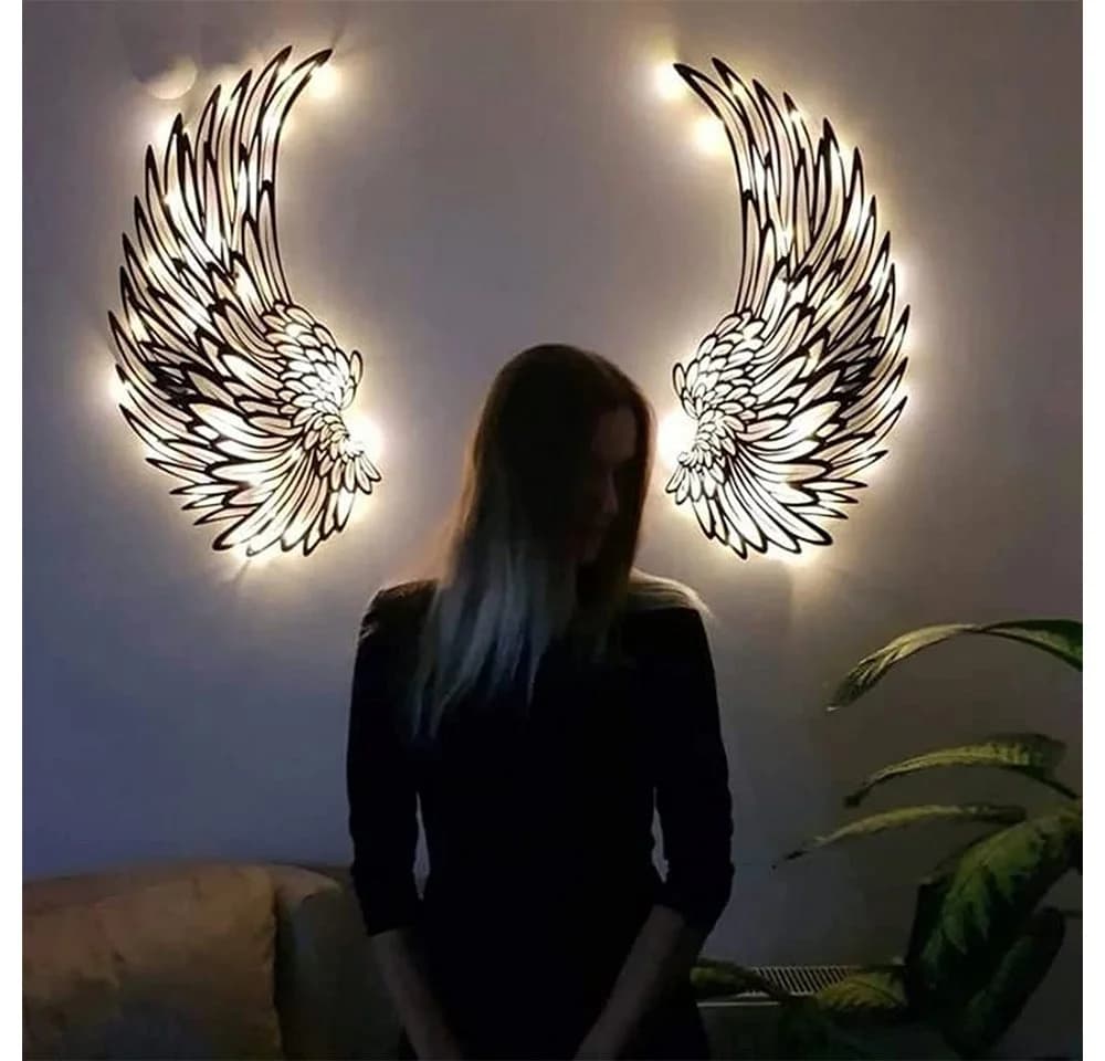 AFKSMILE LED Engelsflügel Wanddeko Metall Wandskulptur - Bild 5