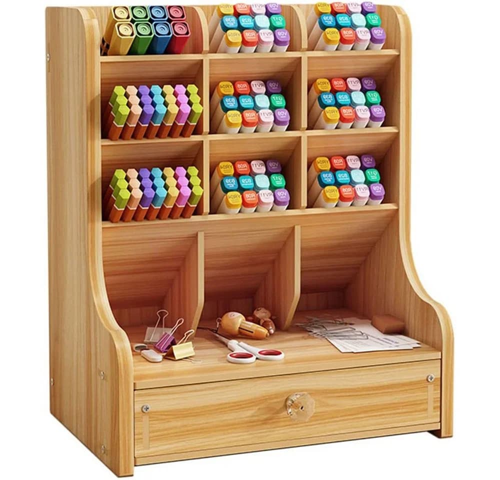 AFKSMILE Schubladenbox Schreibtischorganizer mit Schublade Schwarz/Braun/Weiß - Bild 2