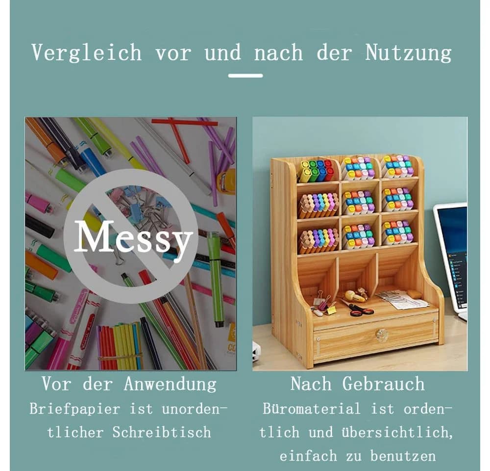 AFKSMILE Schubladenbox Schreibtischorganizer mit Schublade Schwarz/Braun/Weiß - Bild 4