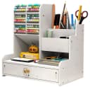 AFKSMILE Stift Organizer Holz mit Schublade, Schreibtisch DIY Stifthalter Bild 2