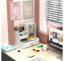 AFKSMILE Stift Organizer Holz mit Schublade, Schreibtisch DIY Stifthalter Bild 4