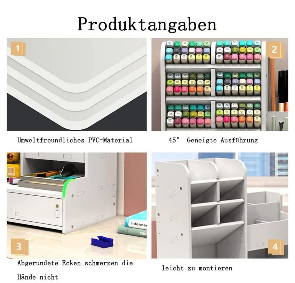AFKSMILE Stift Organizer Holz mit Schublade, Schreibtisch DIY Stifthalter - Bild 5