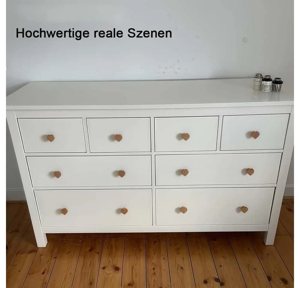 AFKSMILE Möbelknopf Schrankknöpfe 6 Stk Herzförmig Massivholz - Bild 5
