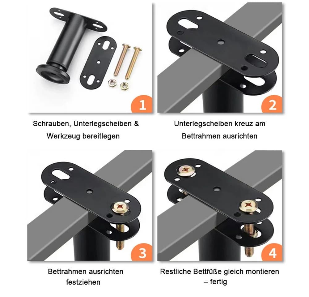 AFKSMILE Möbelfuß 4 Stück Höhenverstellbar Bettbeine Schwarz - Bild 3