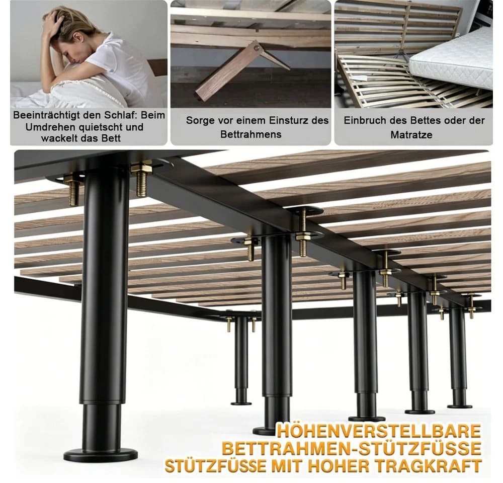 AFKSMILE Möbelfuß 4 Stück Höhenverstellbar Bettbeine Schwarz - Bild 4